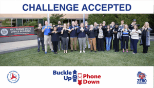 WisDOT staff Buckle Up Phone Down pose