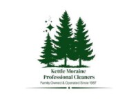 Kettle Moraine Professional Cleaners logo with green pine trees and sparkles, and the slogan 'Family Owned & Operated Since 1987'