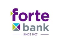 Forté Bank logo featuring a purple 'forte' wordmark, a colorful square emblem, and the gray 'bank' text with 'Since 1907' below.