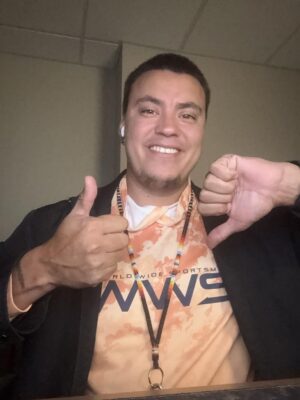 Forest County Potawatomi Buckle Up Phone Down pose