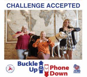 Shooting Star Travels Buckle Up Phone Down pose